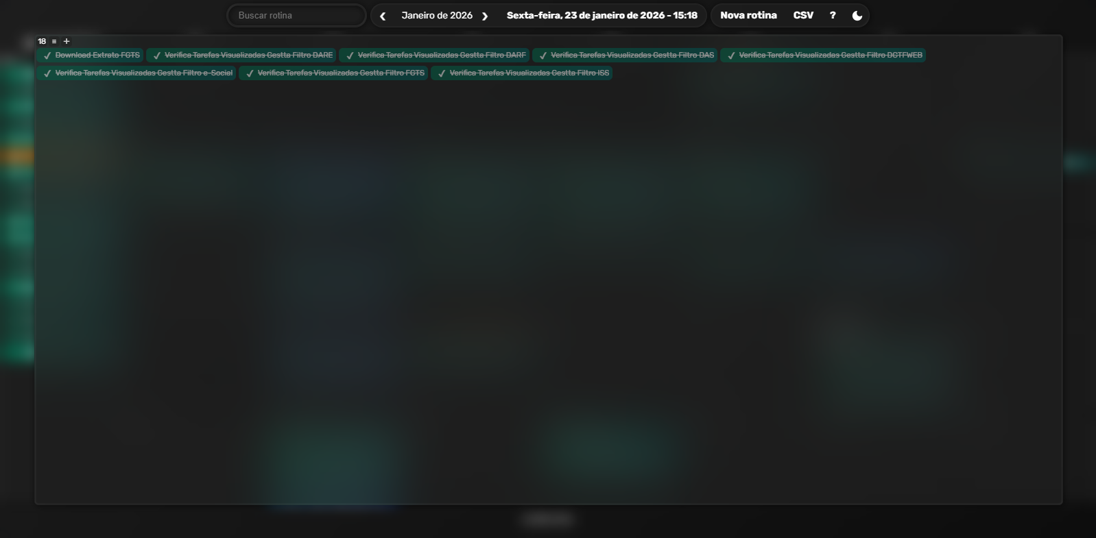 Celula do calendário da egenda maximizado em 23 de Janeiro de 2026